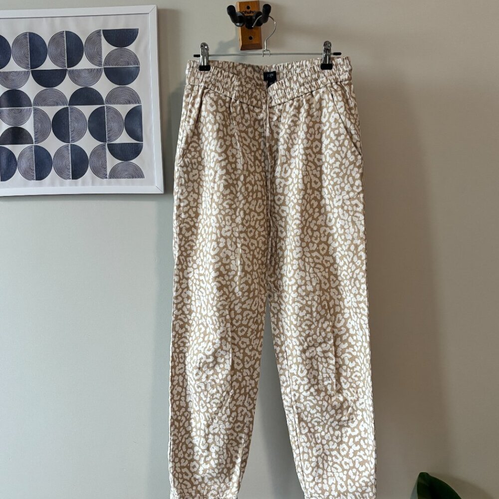 J. Crew Leopard Print Linen Drawstring Pants - image 1